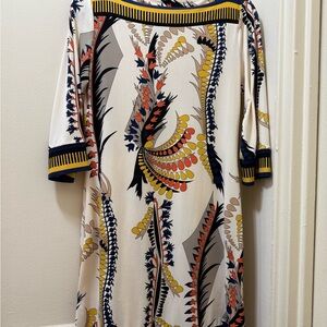 Ali Ro White and Multicolor Long Sleeve Dress
